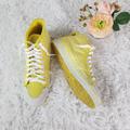 Adidas Shoes | Adidas Yellow Trefoil High Tops Shoes Sateen Sz 8 | Color: Yellow | Size: 8