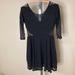 Free People Dresses | Free People Size S Black Fit Flare Dress Cutouts Guipure Lace 3/4 Sleeve | Color: Black | Size: S