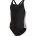 Adidas Swim | Adidas Dq3319 Junior Girls' Swimsuit Fit Suit 3s Y 3-Stripes Black/White | Color: Black/White | Size: Sg