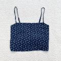 Brandy Melville Tops | Brandy Melville Adjustable Navy Floral Wrap Tank Top | Color: Blue/White | Size: S