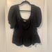 Anthropologie Tops | Anthropologie Meave Black Puff Sleeve Top | Color: Black | Size: L