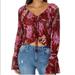 Free People Tops | Free People Of Paradise Floral Print Stretch Tulle Top | Color: Pink/Red | Size: L