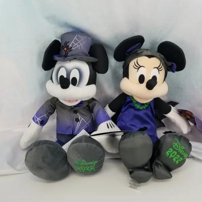 Disney Holiday | Disney Halloween Zombie Mickey And Bat Minnie Plush 2022 Nwt | Color: Black/Purple | Size: Os