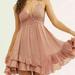 Free People Dresses | Free People Fp One Adella Slip Mini Dress Ballet Pink M | Color: Pink/Tan | Size: M