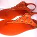 Coach Shoes | Coach Thong Jelly Sandal T-Strap Flat Shoe Sz 9 Mandarin Orange Glitter Nwt | Color: Orange | Size: 9