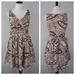 J. Crew Dresses | J. Crew Brown White Black Paisley V-Neck Pleated Belted Fit & Flare Dress Size 6 | Color: Brown/White | Size: 6