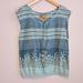 Free People Tops | Free People Embroidered Neckline Striped Beachy Floral Top Sz 12 | Color: Blue/Green | Size: 12