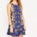 Free People Dresses | Free People Dobby Dot Blue Floral Swing Ruffles Hem Dress Size Small. Euc | Color: Blue/Cream | Size: S