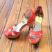 Michael Kors Shoes | Michael Kors Camilla Platform Sandals Cork And Coral/Tomat Patent Leather Size 6 | Color: Orange/Red | Size: 6
