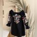 Free People Dresses | Free People Black Mini Dress With Floral Embroidery | Color: Black/Pink | Size: S