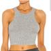 Free People Tops | Free People High Neck Ribbed Crop Tank Heather Gray | Color: Gray | Size: L