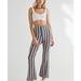 Free People Pants & Jumpsuits | Boho Free People Striped Frill High-Waisted Flare Pants | Color: Blue/Orange | Size: L