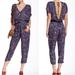 Free People Pants & Jumpsuits | Free People Universal Love Paisley Surplice Open Back Boho Jumpsuit Sz. Small | Color: Orange/Tan | Size: S