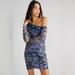 Free People Dresses | Free People Mesh Floral Print Chole Dress Nwt Xs S M | Color: Blue/Purple | Size: Various