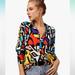 Zara Tops | Big Dart Pop Art Button Down Blouse S | Color: Purple/Red | Size: S