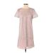 Ann Taylor Casual Dress - Shift High Neck Short sleeves: Pink Dresses - Women's Size 4