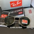 Ray-Ban Accessories | Free Shipping Rayban Round Metal Rb3447 Green Lens Gold Frame | Color: Gold/Green | Size: Os