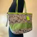 Coach Bags | Coach Bag Green And Tan Tote Bag | Color: Cream/Green | Size: Os