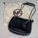 Michael Kors Bags | Michael Kors Crossbody With Silver Chain. Black Soft Leather. 9.5x7.5x3d | Color: Black/Silver | Size: 9.5x7.5x3