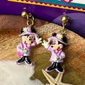 Disney Jewelry | Minnie Mouse Dangle Earrings | Color: Black/Purple | Size: Os