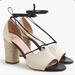 J. Crew Shoes | J. Crew Stella Heels Canvas With Leather Straps Espadrille Heel, 8.5 | Color: Black/Tan | Size: 8.5