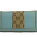 Gucci Bags | Gucci Gg Logo Blueish Green Canvas Leather Long Bifold Wallet | Color: Blue/Green | Size: Os