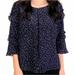 Anthropologie Tops | Anthropologie Maeve Navy Ruffled Polka Dot Silk Blouse | Color: Blue | Size: 2