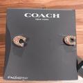 Coach Jewelry | Coach Rose Gold Sparkly “C” Stud Earrings Brand New | Color: Gold/Pink | Size: Os