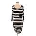 Victoria's Secret Casual Dress - Bodycon Scoop Neck 3/4 sleeves: Ivory Stripes Dresses - Women's Size Small