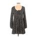 Dress Forum Casual Dress - Mini Scoop Neck Long sleeves: Black Dresses - Women's Size Small