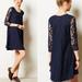 Anthropologie Dresses | Anthropologie Puella Amare Floral Lace Navy Dress 3/4 Sleeve M | Color: Blue | Size: M