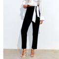 Zara Pants & Jumpsuits | Brand New Zara Pants- High Waist, Taper. Front Clasp Closure. Size Small. | Color: Black | Size: S