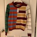 American Eagle Outfitters Sweaters | Boxy Crop Sweater Funky Stripe American Eagle Outfitters Cropped Top S | Color: Blue/Green | Size: S