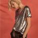 Anthropologie Tops | Anthropologie Vanessa Virginia Sequin Embellished Tee Silver Size -M Nwot | Color: Black/Silver | Size: M