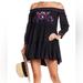 Free People Dresses | Free People | Sunbeams Black Off-Shoulder Tiered Minidress Nwt | Color: Black/Pink | Size: M