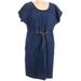 Zara Dresses | Euc Zara Basics Denim Shift Dress With Rope Waist, Size Medium | Color: Blue/Brown | Size: M