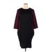 Lane Bryant Casual Dress - Shift Crew Neck 3/4 sleeves: Burgundy Color Block Dresses - New - Women's Size 24 Plus