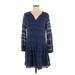 Rebecca Taylor Casual Dress - Popover: Blue Dresses - Women's Size 0