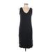Daily Ritual Casual Dress - Shift V Neck Sleeveless: Black Solid Dresses - Women's Size Large