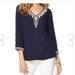 Lilly Pulitzer Tops | Lilly Pulitzer Navy Beaded Tunic Size Large 100% Viscose | Color: Blue | Size: L