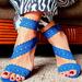 Jessica Simpson Shoes | Jessica Simpson Heels Size 6.5 Blue Lace Look 4" Stiletto Sandals | Color: Blue | Size: 6.5