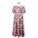 Lularoe Casual Dress - Midi Scoop Neck Short sleeves: Pink Camo Dresses - Women's Size Medium