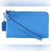 Coach Bags | Coach Pebbled Leather Double Zip Wristlet Wallet & Charm (Nwot) | Color: Blue/Silver | Size: Os