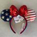 Disney Accessories | 2020 Disney Parks Minnie Mouse Americana Stars & Stripes Sequined Ear Headband | Color: Blue/Red | Size: Os