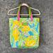 Lilly Pulitzer Bags | Lilly Pulitzer X Estee Lauder Lemon Printed Tote Shoulder Bag | Color: Blue/Yellow | Size: Os