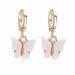 Anthropologie Jewelry | Anthro Gold Plated Pearlescent White Butterflies Small Hoop Drop Huggie | Color: Gold/White | Size: Os