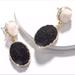 Anthropologie Jewelry | Anthropologie Gold Plated Black Cream Druzy Drop Earrings | Color: Black/Cream | Size: Os