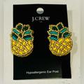 J. Crew Jewelry | J.Crew Summer Beaded Pineapple Statement Earrings Yellow Green Multi New | Color: Green/Yellow | Size: Os