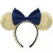 Disney Accessories | Disney’s 50th Celebration Gold Sequin Navy Blue Velvet Minnie Mouse Ears | Color: Blue/Gold | Size: Os