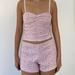 Brandy Melville Tops | Handmade Pink Floral Cotton Cami And Shorts Matching Set | Color: Pink/White | Size: S